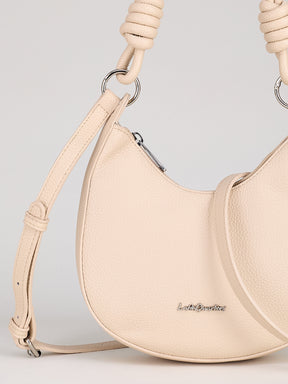 Latin Quarters Women's Off White Crescent Shoulder Bag with Knotted Strap Detail