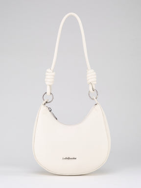 Latin Quarters Women's White Crescent Bag with Knotted Strap Detail