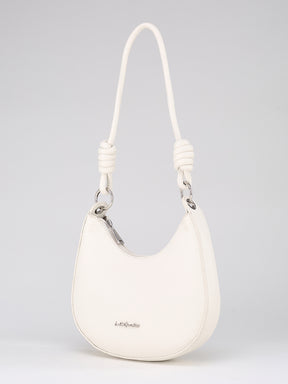Latin Quarters Women's White Crescent Bag with Knotted Strap Detail