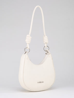 Latin Quarters Women's White Crescent Bag with Knotted Strap Detail