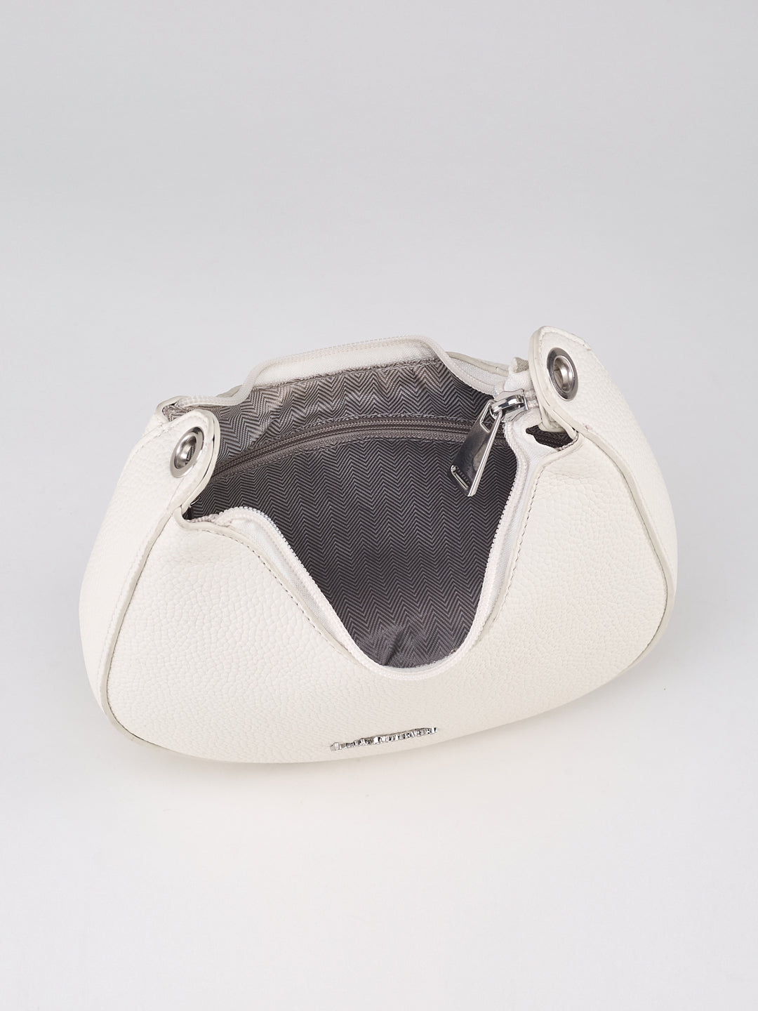 Latin Quarters Women's White Crescent Bag with Knotted Strap Detail
