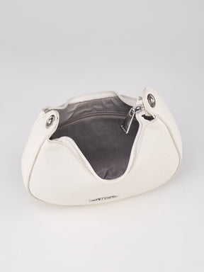 Latin Quarters Women's White Crescent Bag with Knotted Strap Detail