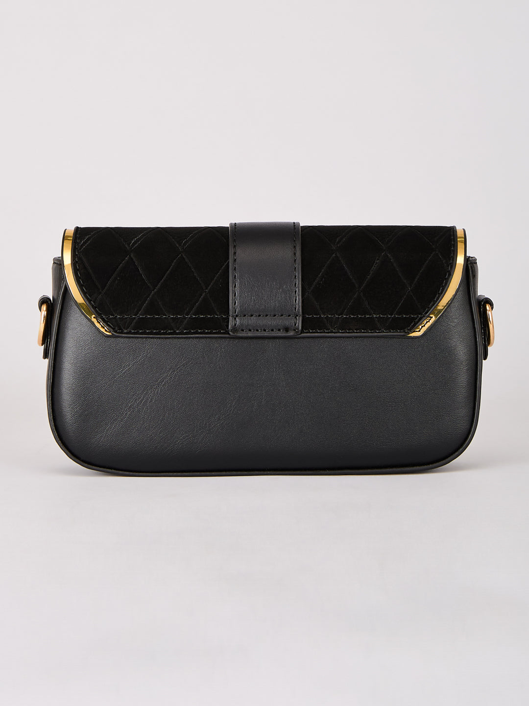 Latin Quarters Women's Black Quilted Shoulder Bag with Gold Chain Strap