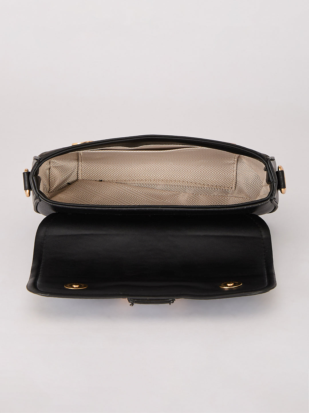 Latin Quarters Women's Black Quilted Shoulder Bag with Gold Chain Strap