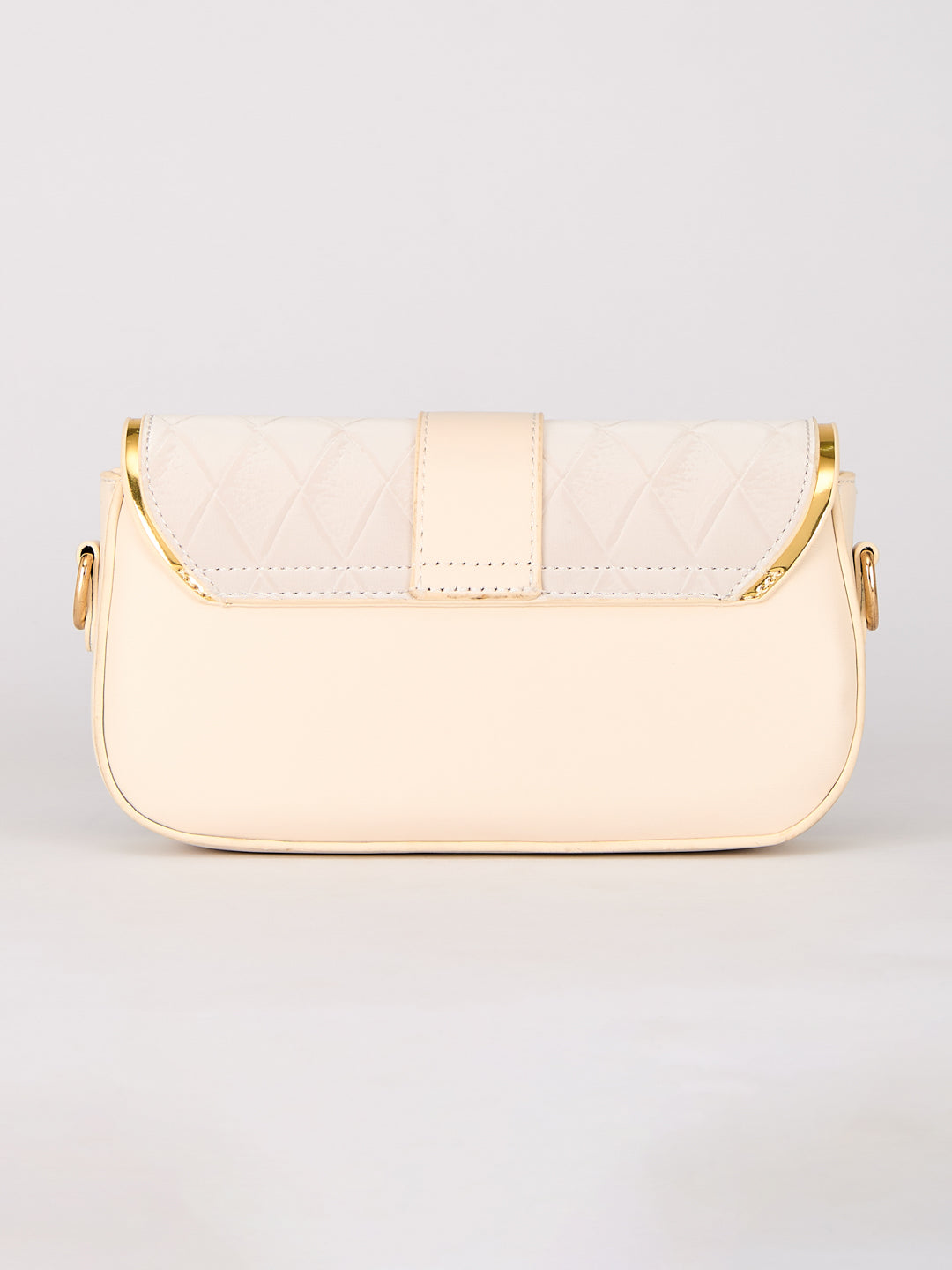 Latin Quarters Women's Beige Quilted Shoulder Bag with Gold Chain Strap