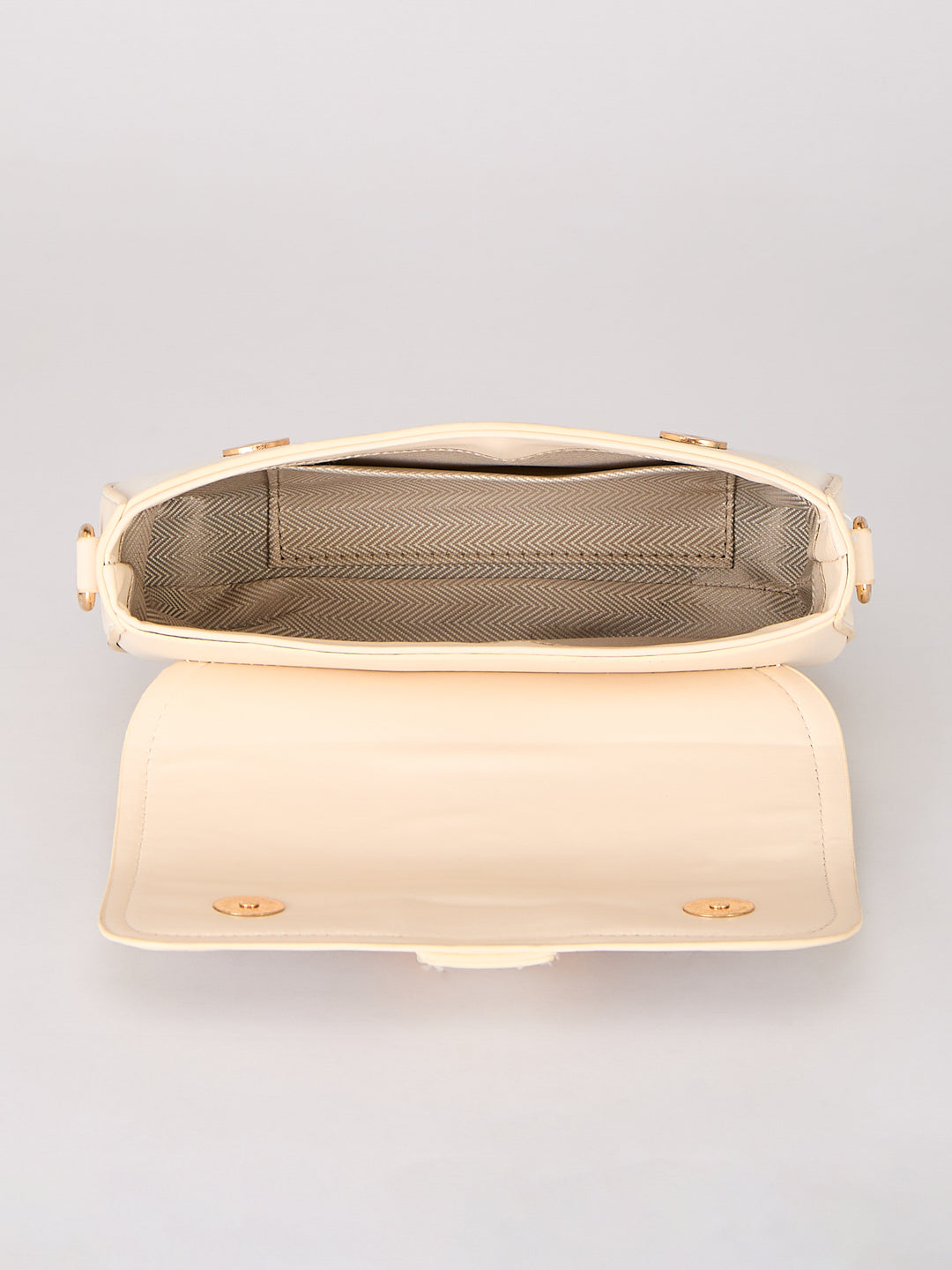 Latin Quarters Women's Beige Quilted Shoulder Bag with Gold Chain Strap