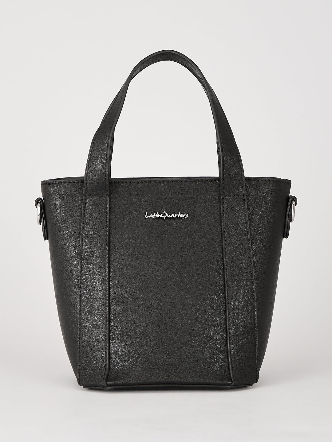 Latin Quarters Women's Black Textured Tote Bag with Detachable Charm