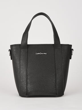 Latin Quarters Women's Black Textured Tote Bag with Detachable Charm