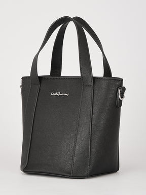 Latin Quarters Women's Black Textured Tote Bag with Detachable Charm