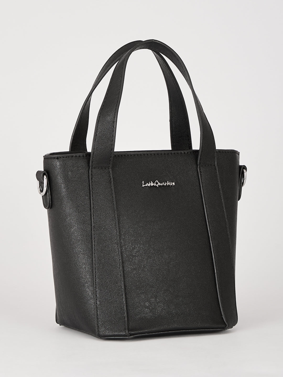Latin Quarters Women's Black Textured Tote Bag with Detachable Charm
