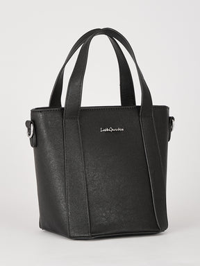 Latin Quarters Women's Black Textured Tote Bag with Detachable Charm