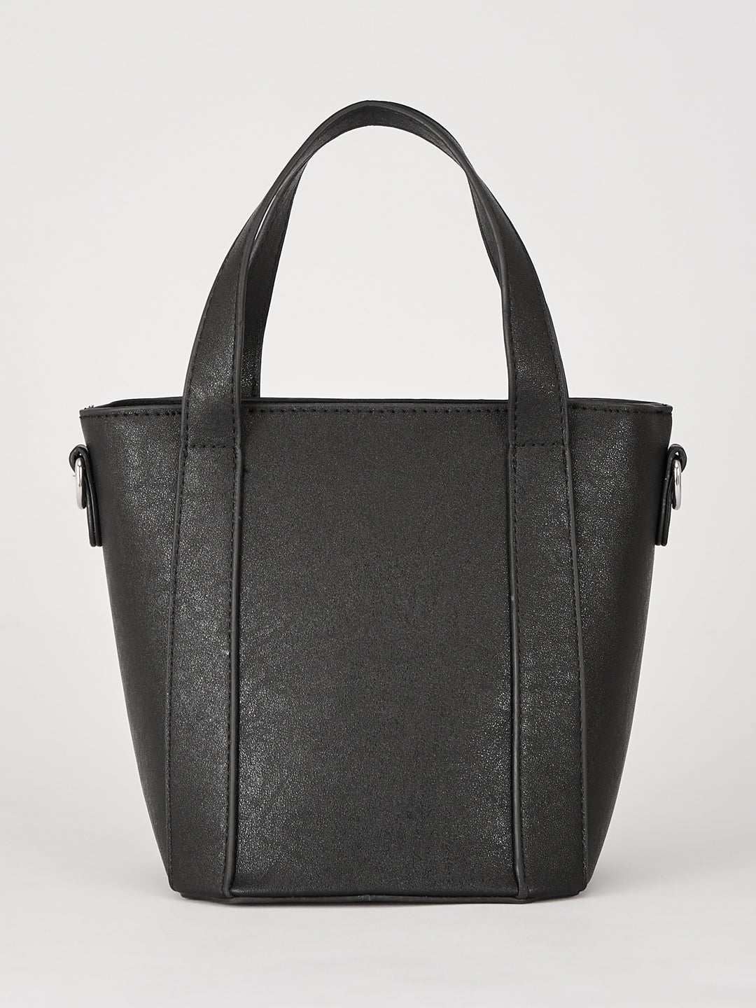 Latin Quarters Women's Black Textured Tote Bag with Detachable Charm