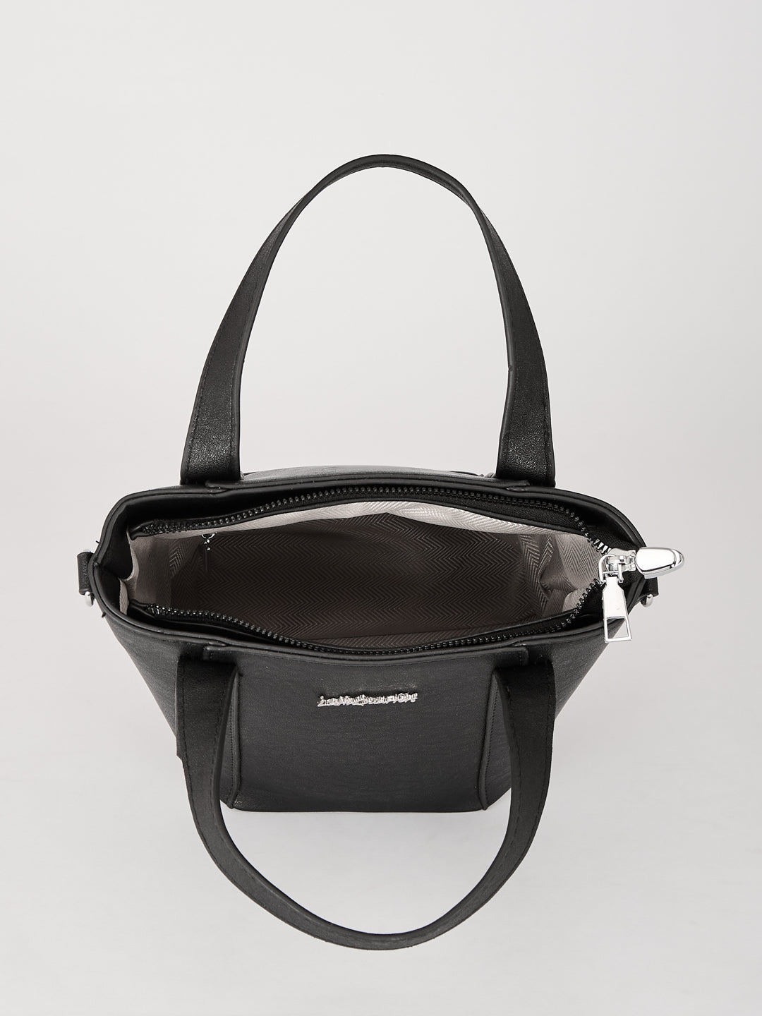 Latin Quarters Women's Black Textured Tote Bag with Detachable Charm