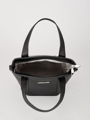 Latin Quarters Women's Black Textured Tote Bag with Detachable Charm