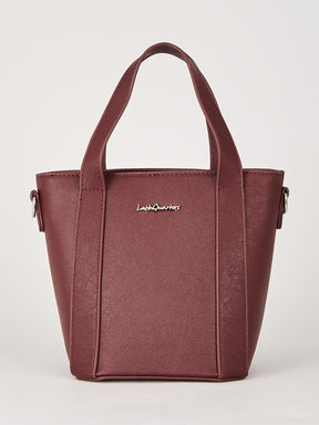 Latin Quarters Women's Maroon Textured Tote Bag with Charm