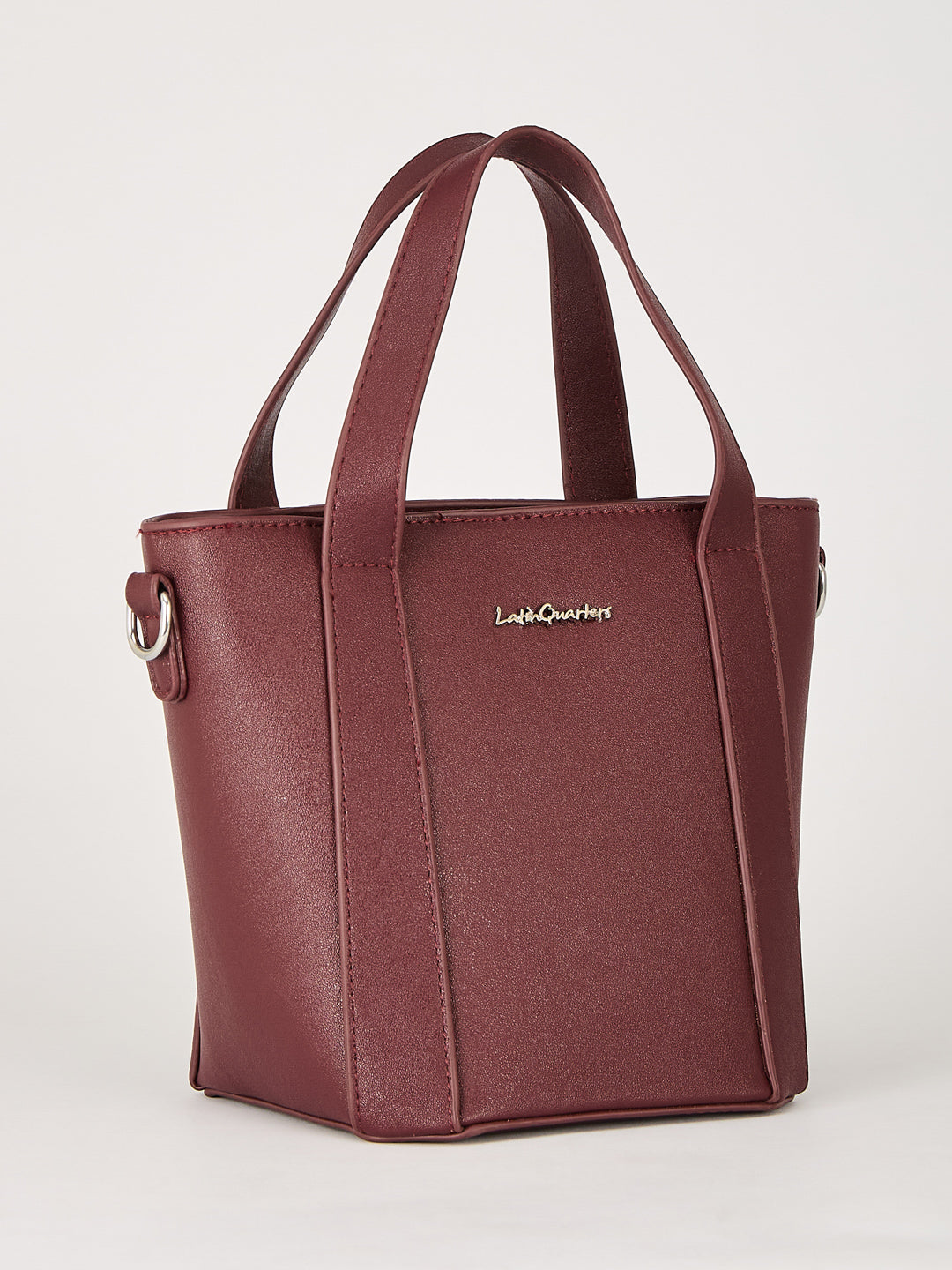 Latin Quarters Women's Maroon Textured Tote Bag with Charm