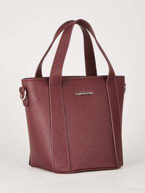 Latin Quarters Women's Maroon Textured Tote Bag with Charm
