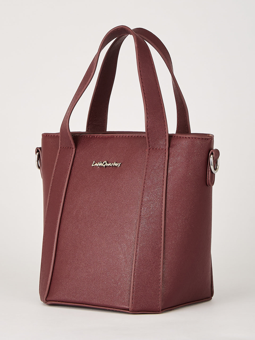 Latin Quarters Women's Maroon Textured Tote Bag with Charm