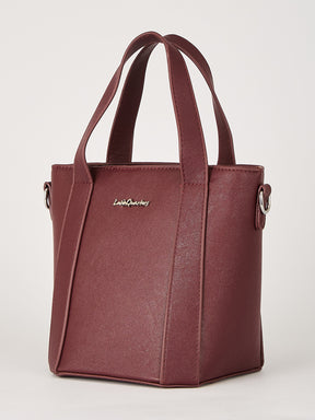 Latin Quarters Women's Maroon Textured Tote Bag with Charm