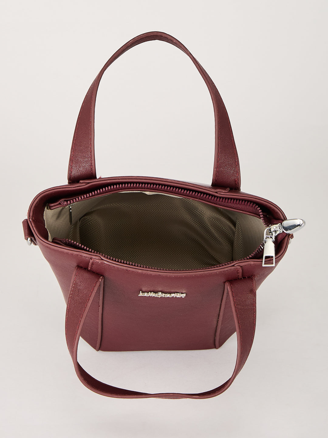 Latin Quarters Women's Maroon Textured Tote Bag with Charm