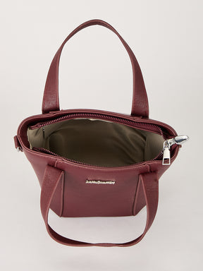 Latin Quarters Women's Maroon Textured Tote Bag with Charm