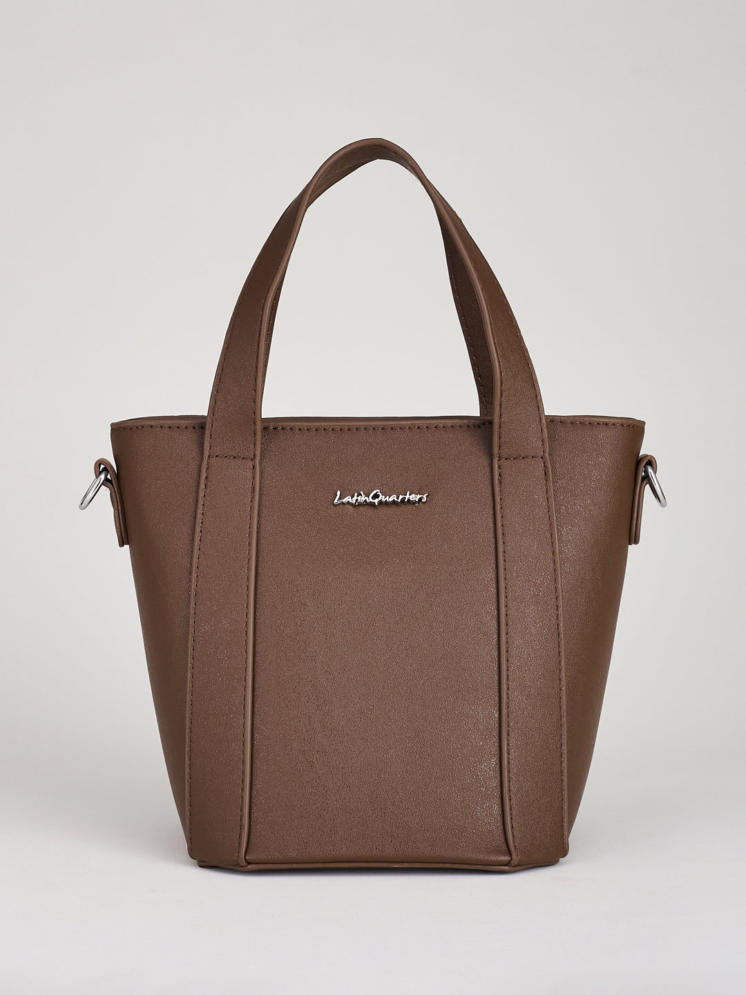 Latin Quarters Women's Brown Structured Tote Bag with Adjustable Crossbody Strap