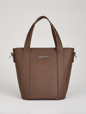 Latin Quarters Women's Brown Structured Tote Bag with Adjustable Crossbody Strap