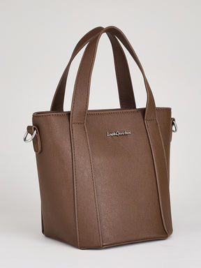 Latin Quarters Women's Brown Structured Tote Bag with Adjustable Crossbody Strap