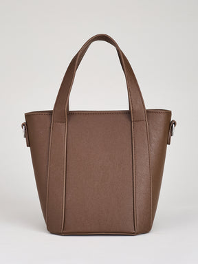 Latin Quarters Women's Brown Structured Tote Bag with Adjustable Crossbody Strap