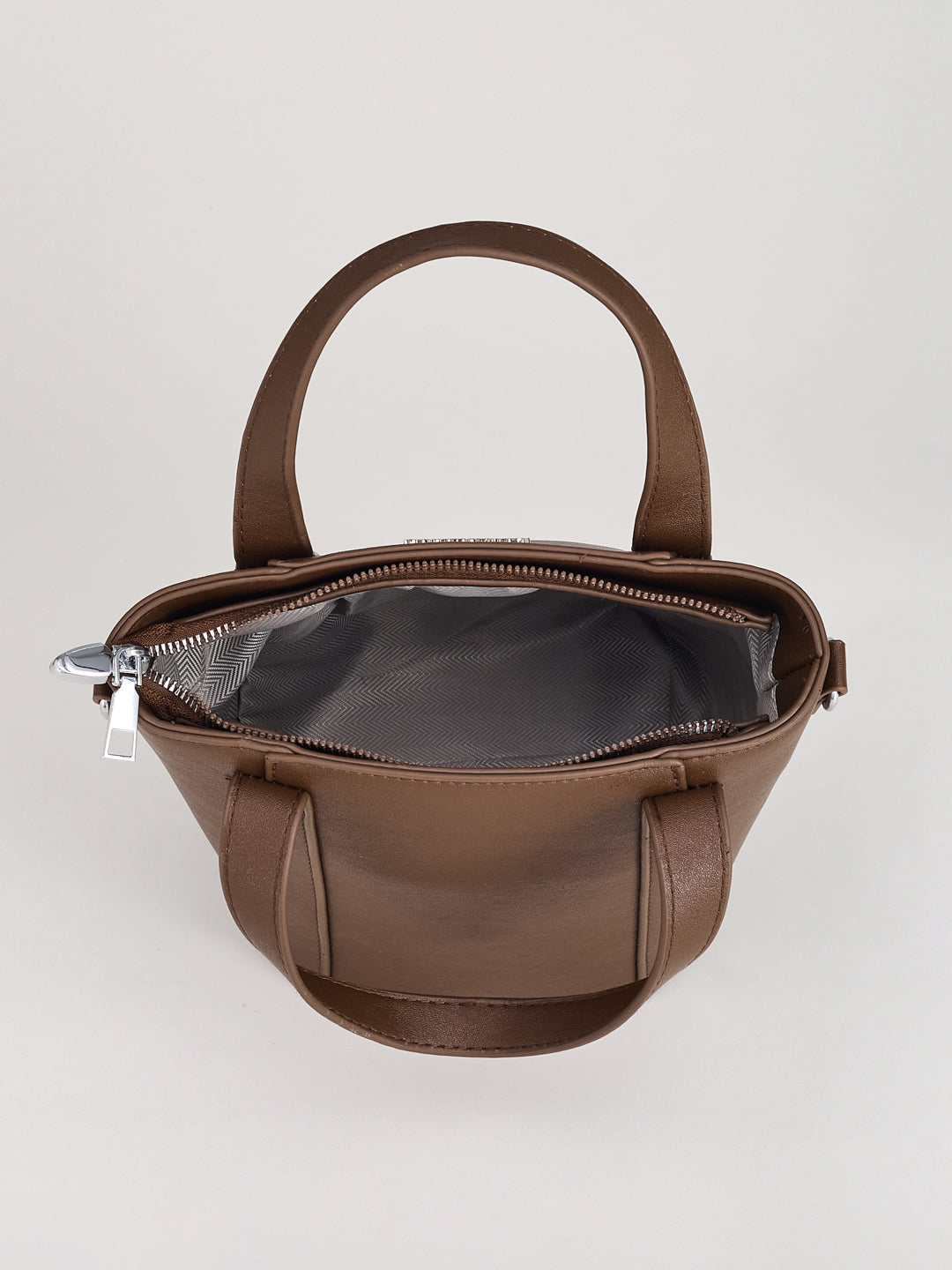 Latin Quarters Women's Brown Structured Tote Bag with Adjustable Crossbody Strap