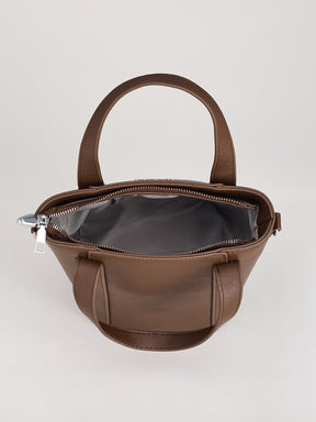 Latin Quarters Women's Brown Structured Tote Bag with Adjustable Crossbody Strap