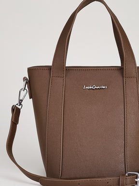 Latin Quarters Women's Brown Structured Tote Bag with Adjustable Crossbody Strap