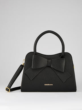 Latin Quarters Women's Black Bow Handbag with Crossbody Strap