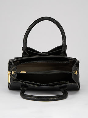 Latin Quarters Women's Black Bow Handbag with Crossbody Strap