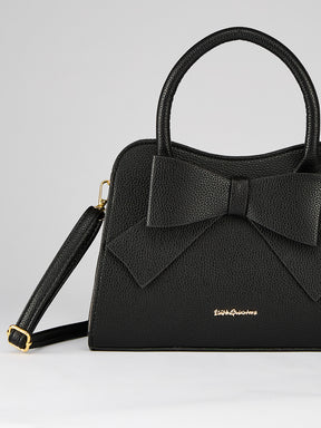 Latin Quarters Women's Black Bow Handbag with Crossbody Strap