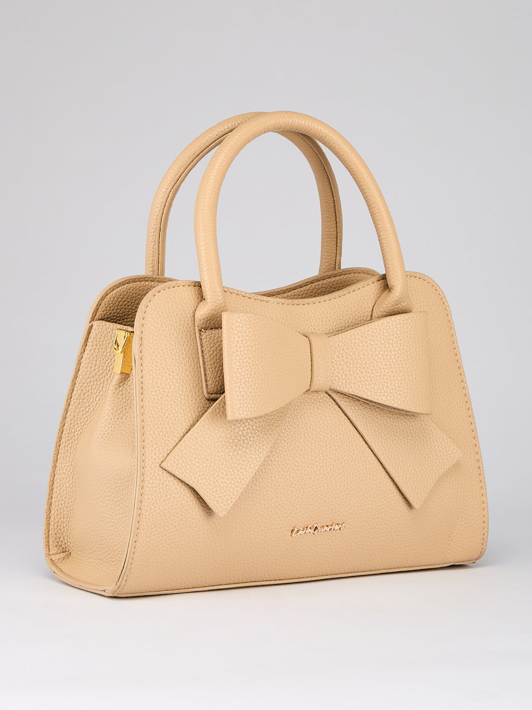 Latin Quarters Women's Beige Bow Handbag with Crossbody Strap