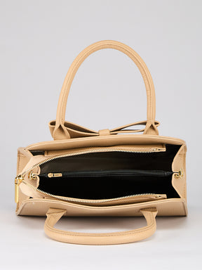 Latin Quarters Women's Beige Bow Handbag with Crossbody Strap