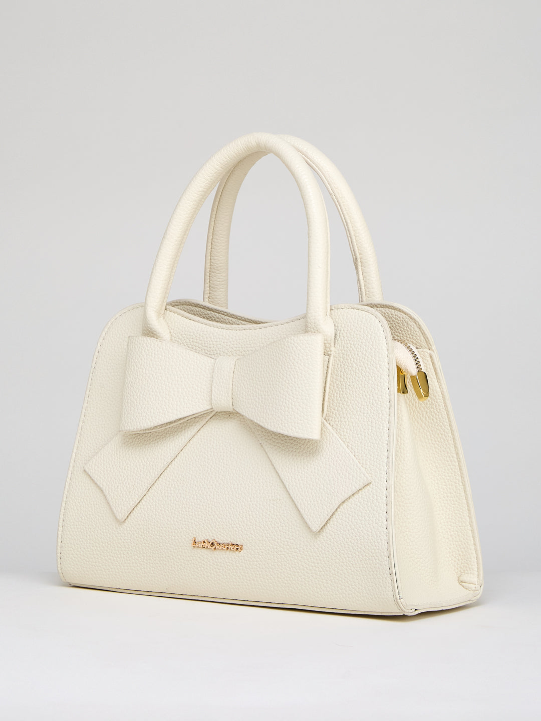 Latin Quarters Women's White Satchel Bag with Front Bow Detail
