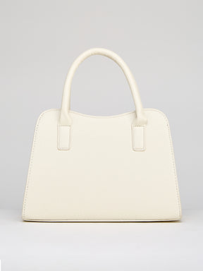 Latin Quarters Women's White Satchel Bag with Front Bow Detail
