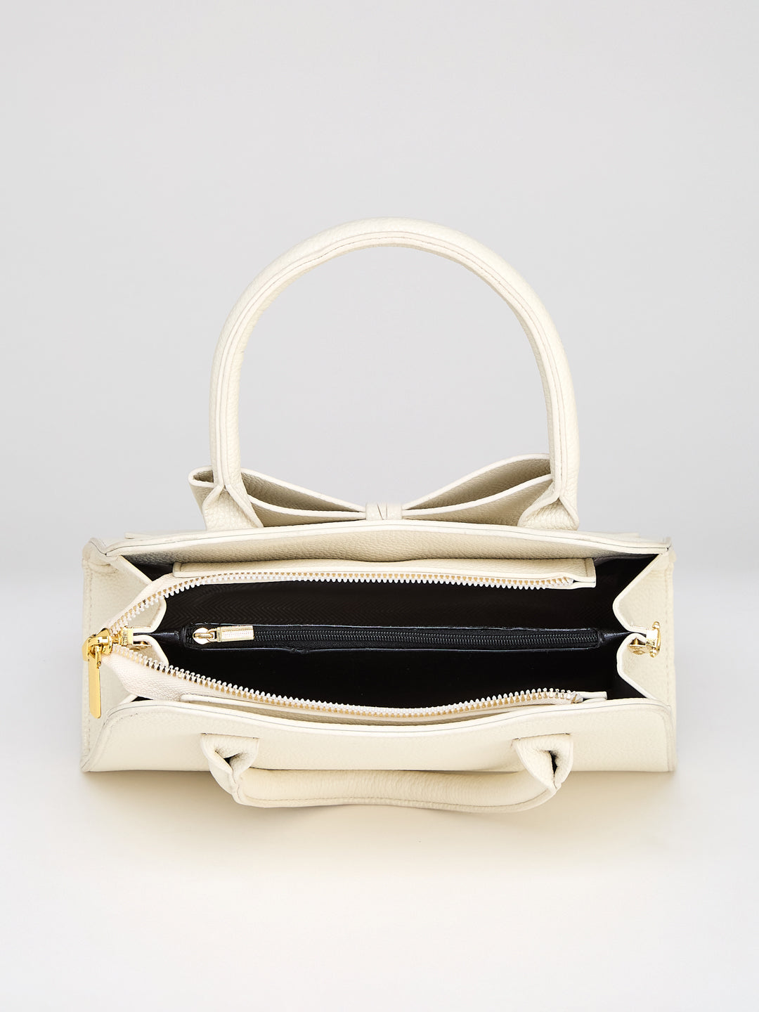 Latin Quarters Women's White Satchel Bag with Front Bow Detail