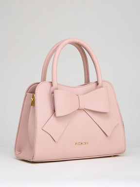 Latin Quarters Women's Pink Satchel Bag with Front Bow Detail