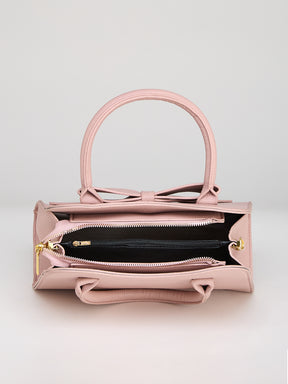 Latin Quarters Women's Pink Satchel Bag with Front Bow Detail