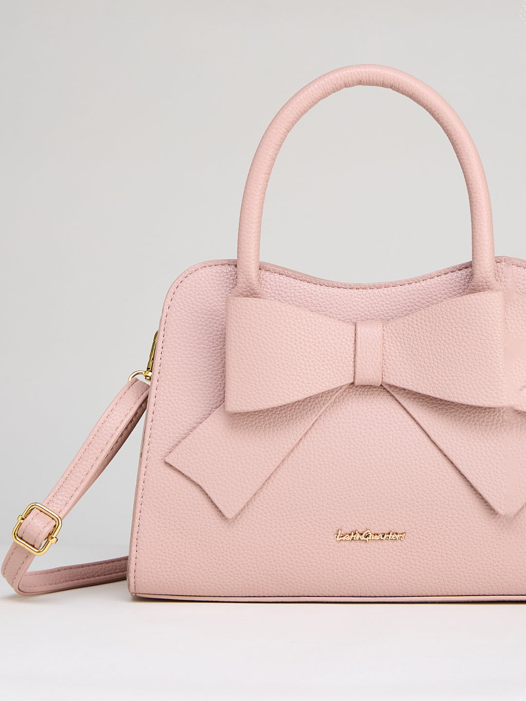 Latin Quarters Women's Pink Satchel Bag with Front Bow Detail