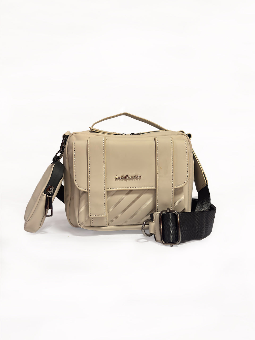 Latin Quarters Women's Off White Quilted Crossbody Bag with Pouch