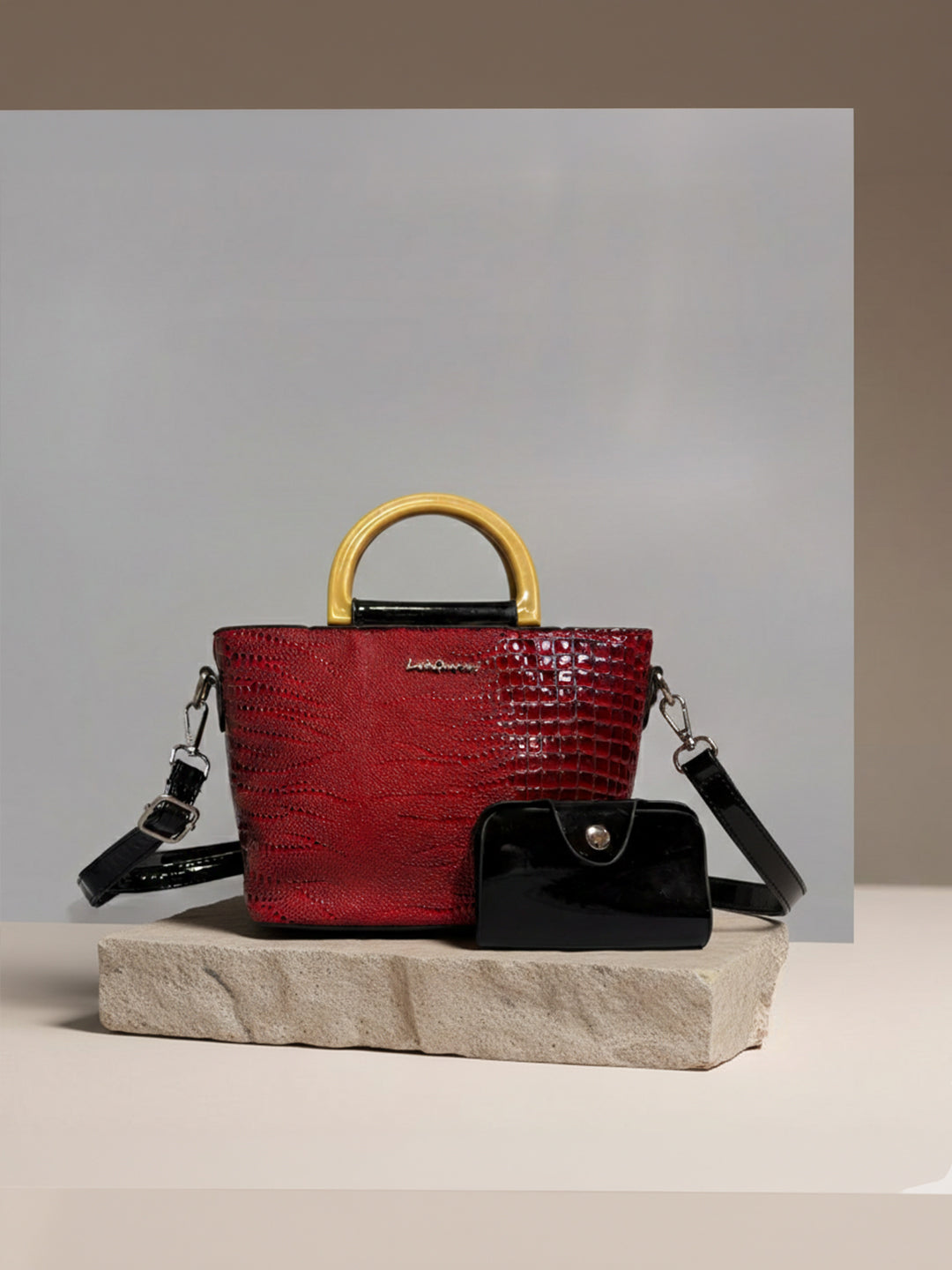 Latin Quarters Women Red Textured Casual Two handled Satchel