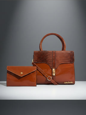 Latin Quarters Women Brown Solid Casual Two handled Satchel