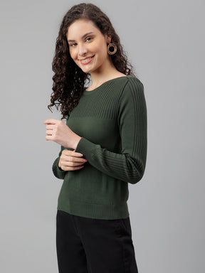Greenolive Full Sleeve Solid Pullover Sweatertop