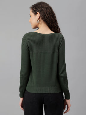 Greenolive Full Sleeve Solid Pullover Sweatertop