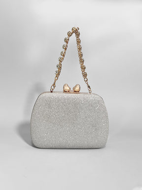 Latin Quarters Women Silver Embellished Party Sling Bag