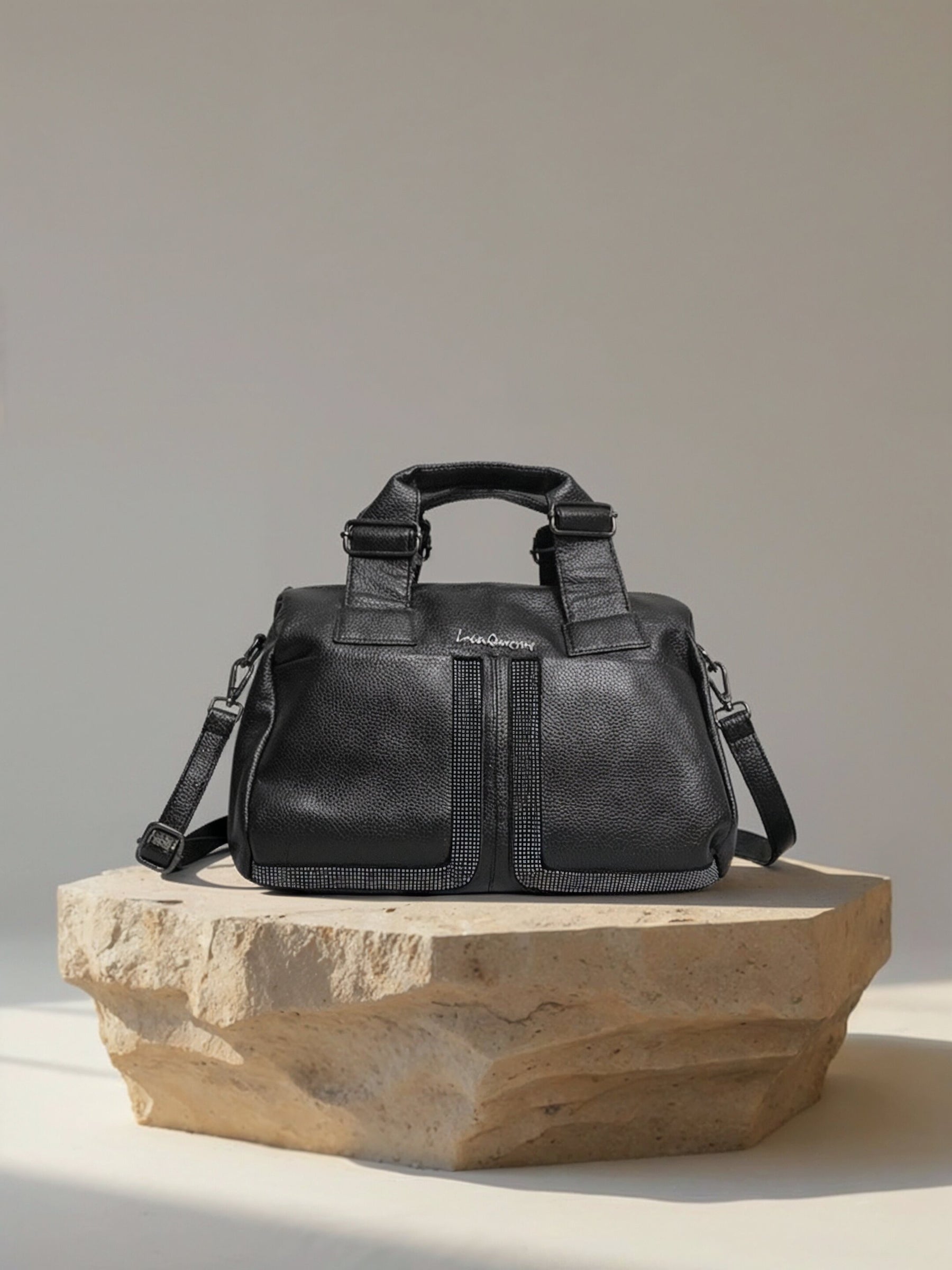 Latin Quarters Women Black Solid Casual Two handled Satchel Bag